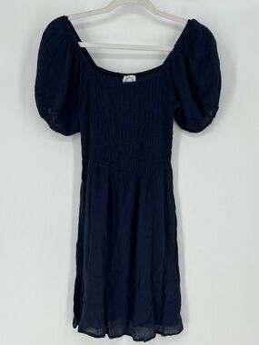 Francesca's Collections Navy Puff Sleeve Mini Dress
